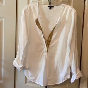 J Crew cotton blouse with gold detail